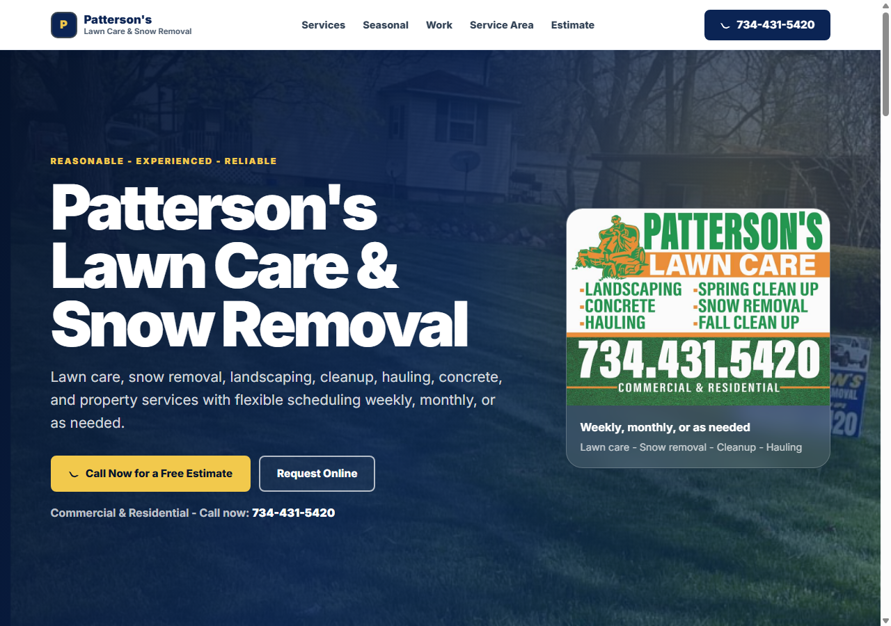 Patterson's Lawn Care and Snow Removal client-preview thumbnail